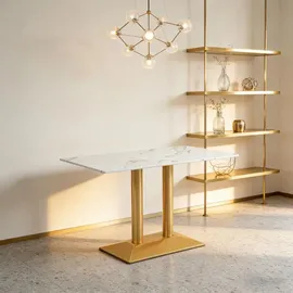 360Home Esszimmertisch 120 x 75 x 60 cm weiß/gold