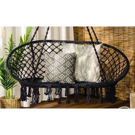 Outdoor Living Hängesessel Boho schwarz mit Fransen
