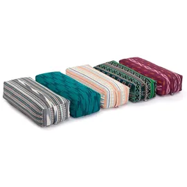 Bodhi Ethno Collection: Salamba (rechteckig) Yoga-Bolster, schwarz-weiß-blau, Dinkelhülsen bunt No Size