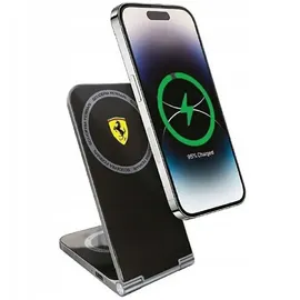Ferrari gedrucktes Logo MagSafe faltbares 2-in-1-15-W-Induktionsladegerät - Schwarz