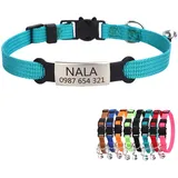 Personalisiert katzenhalsband mit Namen Telefonnummer Sicherheitsverschluss Glocke Dünn Weich Kitten Katzen Halsband für Junge Mädchen