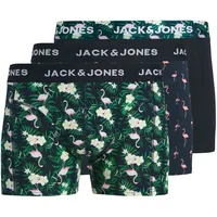 JACK & JONES JACFLAMINGO FLOWER TRUNKS 3er Pack Schwarz / Grün / Rosa / Weiß XL