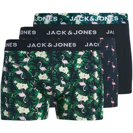 JACK & JONES JACFLAMINGO FLOWER TRUNKS 3er Pack Schwarz / Grün / Rosa / Weiß XL