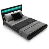 Juskys Schwebebett Lissabon - Schwebendes Design, Integrierte LED-Beleuchtung - schwarz