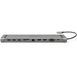 Digitus 11-Port USB-C Dock grey, 2x HDMI, VGA, Grau