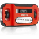 Duronic Apex Radio AM/FM - Mit Radiowecker und Taschenlampe - Aufladbar mit Solar, Kurbel und USB - 300mAh Akku - Bis zu 7h Musik mit voller Ladung - Ladefunktion für Handy | Notfallradio