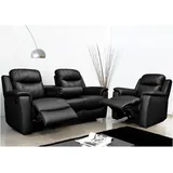 vente-unique Relaxsofa Leder 3-Sitzer - Schwarz - evasion