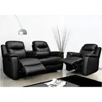 vente-unique Relaxsofa Leder 3-Sitzer - Schwarz - evasion