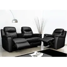 vente-unique Relaxsofa Leder 3-Sitzer - Schwarz - evasion