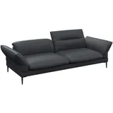 flexlux Couch Leder 3-Sitzer Schwarz