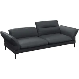 flexlux Couch Leder 3-Sitzer Schwarz