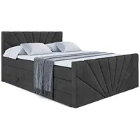 Altdecor Boxspringbett Schwarz, Holzwerkstoff, Höhe ca. 20 cm 160x200