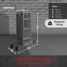 siwitec Vielzweckleiter Teleskopleiter 4 Stufen