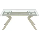 Vente-Unique Esstisch, Transparent, Beige, Glas, 6-Sitzer, Rechteckig, 160x76x90 cm, Esszimmer, Tische, Esstische