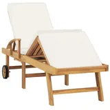 vidaXL Sonnenliege mit Auflage Massivholz Teak Creme