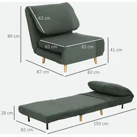 Homcom 2-in-1 Schlafsofa Schlafsessel Klappmatratze Gästebett im Cord-Optik, für Schlafzimmer, Wohnzimmer Grün 82 x 89 x 83 cm - Grün
