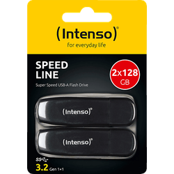 INTENSO Speed Line 2er Pack USB-Stick, 128 GB, 70 MB/s, Schwarz