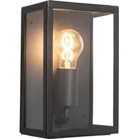 QAZQA Außenwandleuchte Edelstahl/Glas IP44 spritzwassergeschützt E27 schwarz