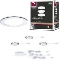 Paulmann 93118 LED Möbeleinbauleuchten 3er-Set 65mm 3x2,5W 3x180lm 230/12V 3000K Chrom