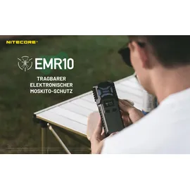 Nitecore EMR10, mobile Mückenabwehr, inklusive 2x NL2150 Akkus, mit Powerbankfunktion, wasserdicht IPX5, ideal für Camping, Outdoor und Angeln, inkl. 6x Mosquito-Schutz-Matten
