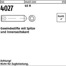 Industrial Quality Supplies ISO 4027 Gewindestifte mit Spitze & Innensechskant 45 H M 12 x 12 S