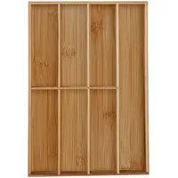 Relaxdays Besteckkasten, 7 Fächer, Bambus, Schubladenkasten für Besteck &
