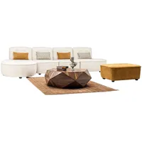 JVmoebel Ecksofa Couch xxl 4-Sitzer Sofa mit Hocker Wohnzimmer-Set Beige 2 Teile, 2 Teile, Made in Europa beige