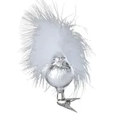 INGE-GLAS INGE-GLAS® Christbaumschmuck Silberner Spatz - Größe 5 cm - mundgeblasen