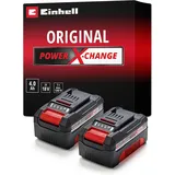 Original Einhell Akku-Twinpack PXC 18 V 4,0 Ah (2 Akkus im Set, 900 W, Power X-Change, Li-Ion, ABS, LED-Anzeige, ohne Ladegerät)
