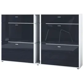 Vladon Today 155,5 x 95 x 28 cm 4 Klappen, 2 Schubladen schwarz hochglanz / schwarz