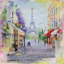 ti-flair 20 Servietten Papier 33x33cm 3-lagig hochwertige Einweg Papierservietten Hochzeitsservietten Motivservietten Stadtviertel Paris Le Marais Eiffelturm