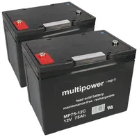 Multipower Blei Akku kompatibel E-Mobil E-Scooter Vermeiren 2x 12V 75Ah MP