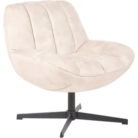 Beliani Drehsessel LIA Samt 70 x 75 x 70 cm Beige mit Hocker