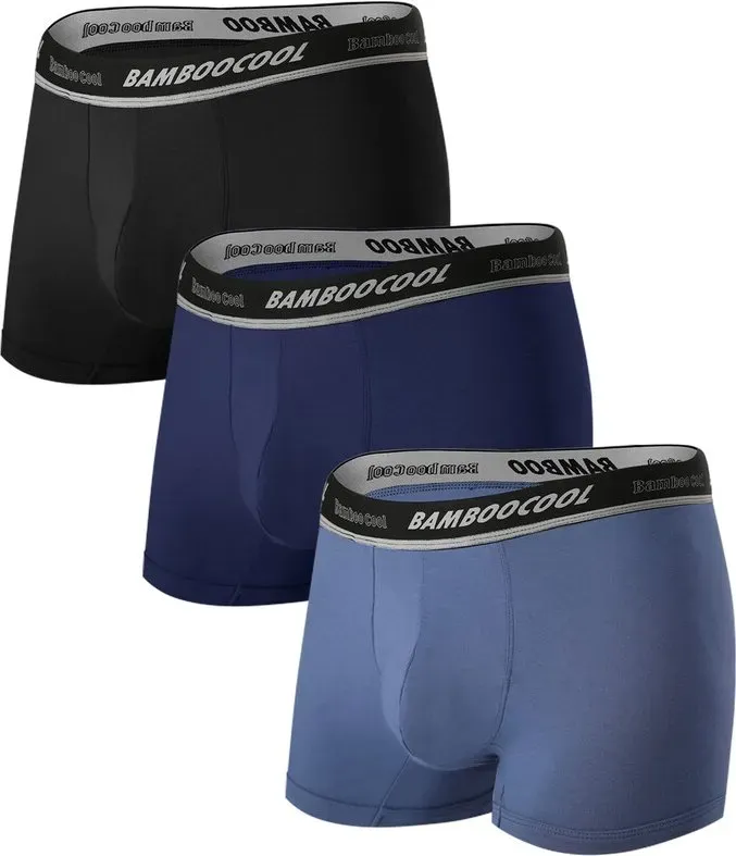 BAMBOO COOL Herren-Unterwäsche Trunks mit weichem Bund und Eingriff, unterstützende Slips Größe M (3er-Pack)