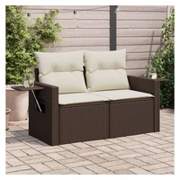 vidaXL Loungesofa Gartensofa mit Kissen 2-Sitzer Braun Poly Rattan braun