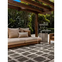 Ted Baker Ruskin Wendeteppich", grau Schwarz weiß), B:200cm H:8mm L:300cm, Polypropylen, Teppiche, Teppich, Designteppich, Wetterfest, Pflegeleicht, Modern, Wohnzimmer, Terrasse