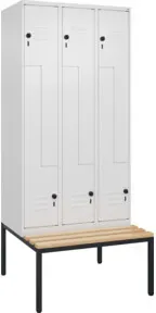 C+P Z-Spind Classic PLUS, Bank, 6 Fächer, 2120x900x815mm, 9016/9016 Verschluss Sicherheits-Drehriegel Sitzbanktyp untergebaut Material Sitzfläche Buche-Hartholz