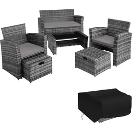 Tectake Modena Rattan Sitzgruppe 6-tlg. grau