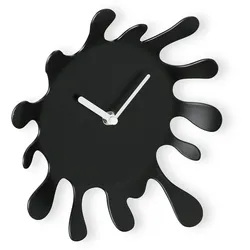 Relaxdays Wanduhr Farbklecks, HxB: 25 x 22,5 cm, batteriebetrieben, ohne Zahlen, analog, moderne Wohnzimmeruhr, schwarz