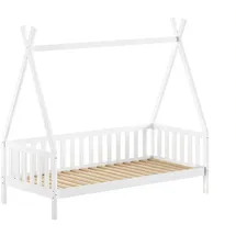 58 aufm Kessel Hausbett Keisha 90 x 200 cm Kiefer massiv lackiert weiß/braun