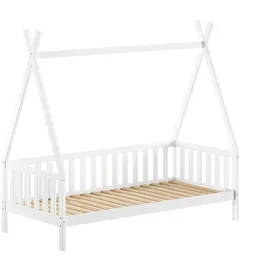 58 aufm Kessel Hausbett Keisha 90 x 200 cm Kiefer massiv lackiert weiß/braun