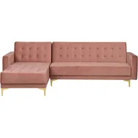 Beliani Ecksofa Rosa Samtstoff Rechtsseitig Schlaffunktion Klassisch Wohnzimmer - Rosa