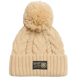 Superdry Unisex. Y9010189A Beigefarbene grob geflochtene Strickmütze (OSFA), Lässig, Acryl
