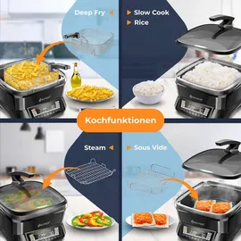 Kesser KESSER® Multikocher Küchengerät mit 16 Programme - Grillen, Backen, Dampfgaren Vorheiz- & Warmhaltefunktion, Schnellkochkopf, Heißluftfritteuse, Reiskocher, Slow Cooker, Joghurtbereiter