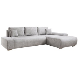 Juskys Sofa Iseo Rechts mit Schlaffunktion Stoff Couch L Form für Wohnzimmer - Hellgrau