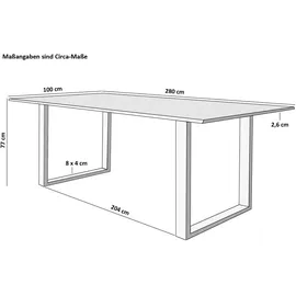 Sam Esstisch Baumkante massiv Akazie natur 280 x 100 silber QUINN