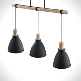 LINDBY Trebale 3-flg. 60 W 28 cm rechteckig schwarz Holz, Metall
