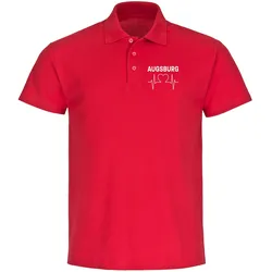 multifanshop Poloshirt - Augsburg - Herzschlag - Druck weiß - Polo
