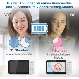 Vtech VM924 Video-Babyphone mit Kamera 5" LCD Display, 31 Stunden Batterielaufzeit Nachtsicht 300 Meter Reichweite Pan-Tilt-Zoom Schlaflieder Beruhi...