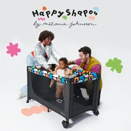 Kinderkraft - Kinderreisebett, Joy 2 Happy shapes - Schwarz/Bunt